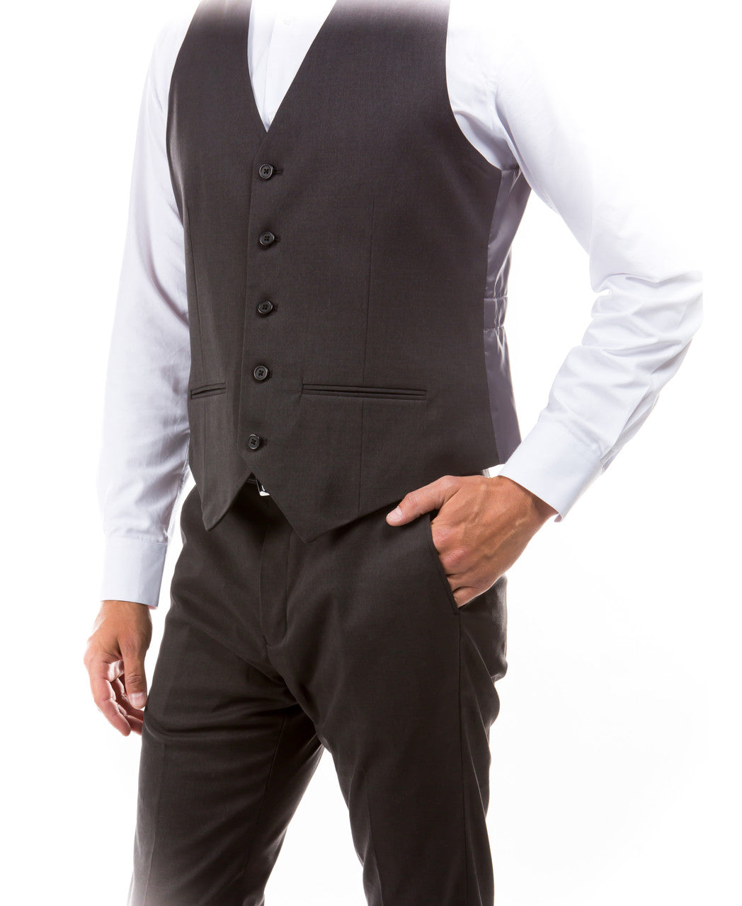 Dark Grey Zegarie Suit Separates Solid Men's Vests For Men MV346-03